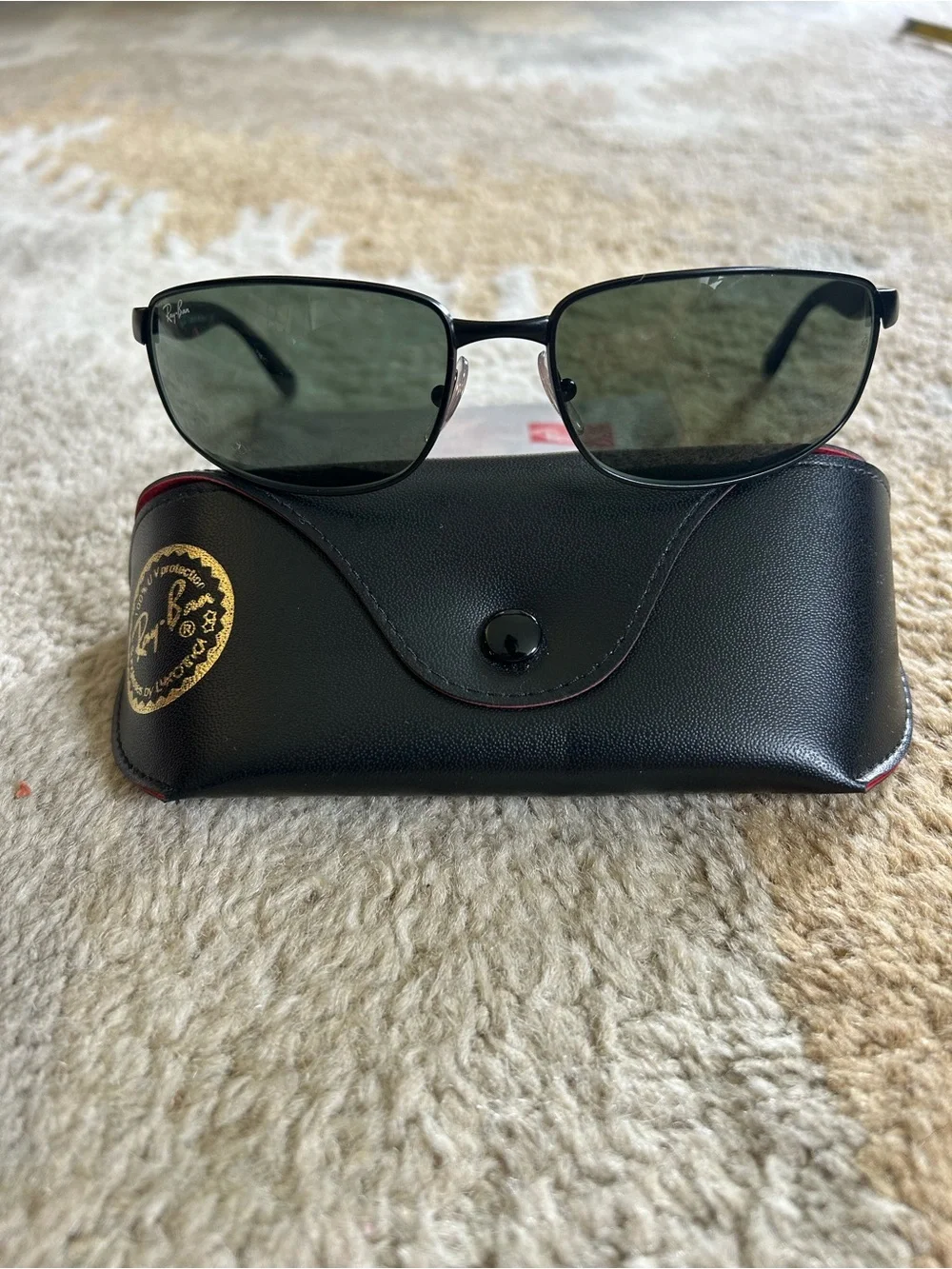 RAY-BAN Italy RB3254 Black Matte Sleek Sport Metal Wrap Sunglasses Men’s EUC!